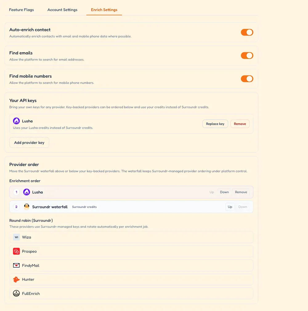 Api keys and order