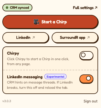 New toolbar popup