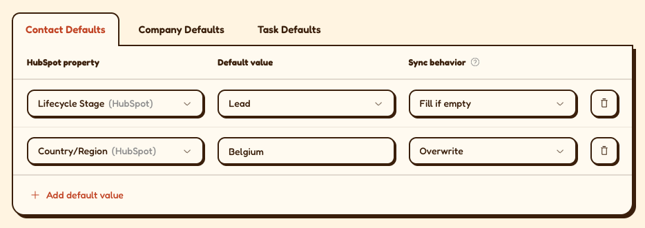 default value sync bahavior